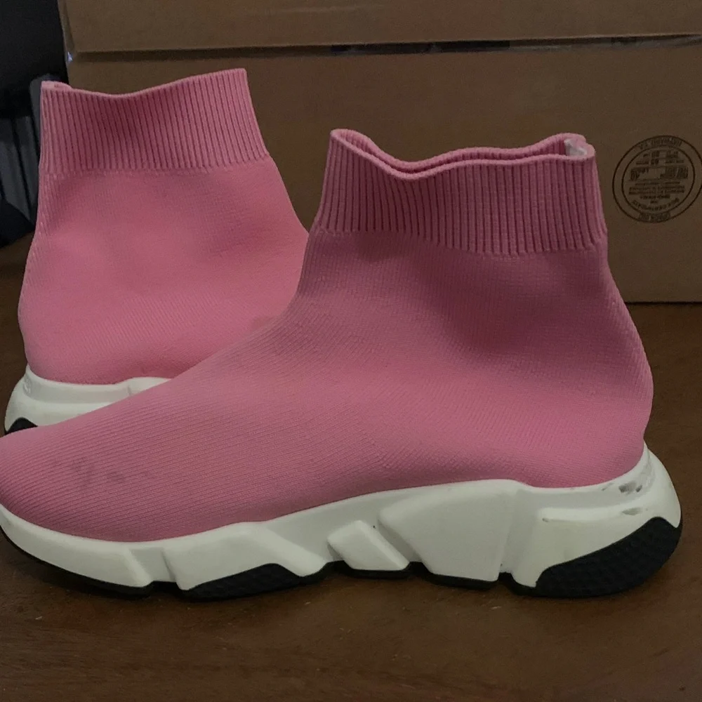 Balenciaga Pink Sock-Style Speed Trainer Sneakers - Picture 12 of 14